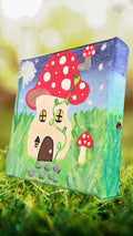 Mushroom Fairy House Mini Canvas- 4x4
